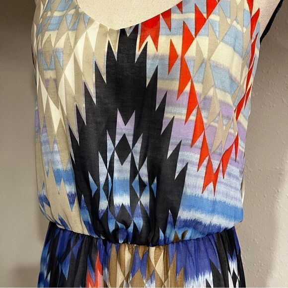 Xhilaration braided details spaghetti straps Aztec print high low maxi dress - Picture 6 of 13
